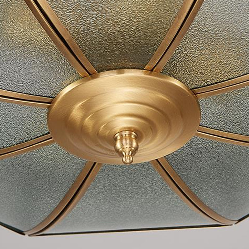 Octagon Flush Mount Tradition Textured Glass Brass 4 Bulbs Ceiling Light Fixture for Bedroom