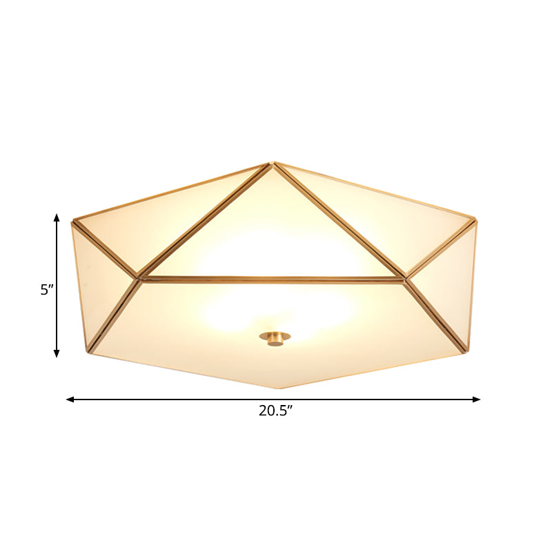 Luminaire encastré géométrique en verre blanc, lustre traditionnel à 3 têtes monté au plafond pour le salon