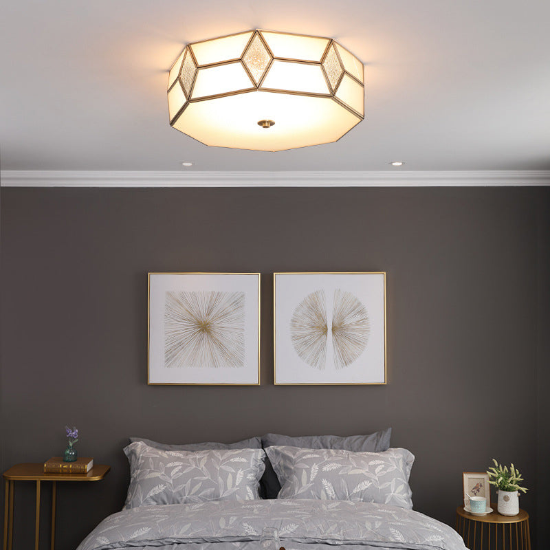 13 "/17" /21 " Wide Geometrisch Flush Mount Traditioneel Wit Glas 2/3 Lampen Plafond Mount Kroonluchter