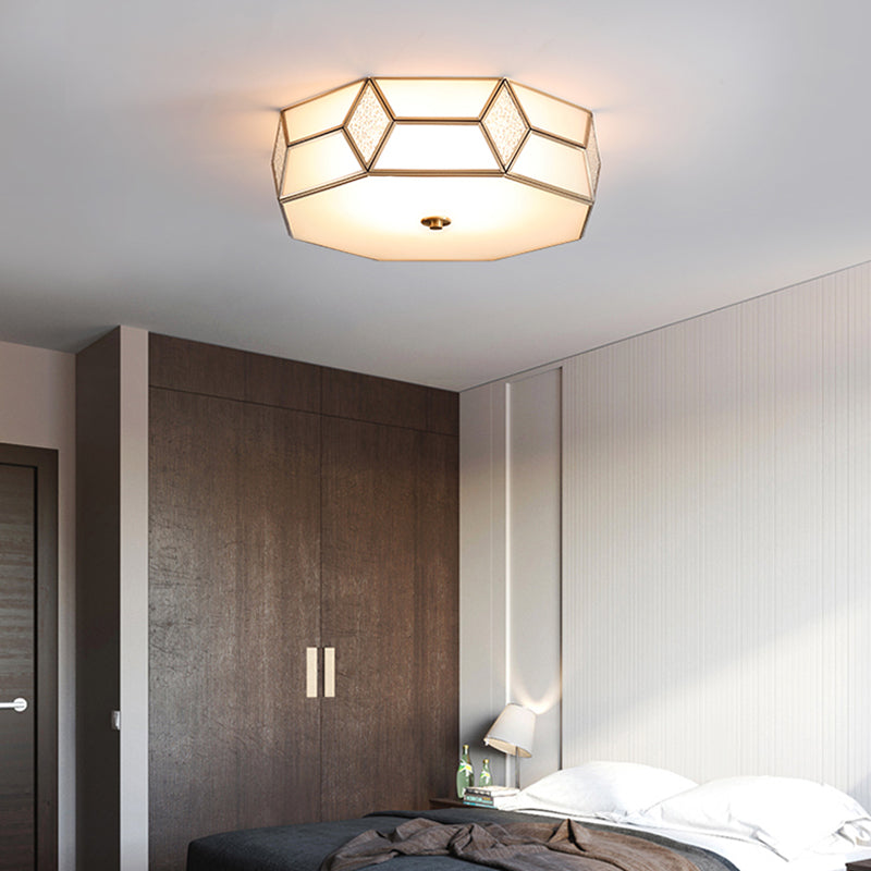 13 "/17" /21 " Wide Geometrisch Flush Mount Traditioneel Wit Glas 2/3 Lampen Plafond Mount Kroonluchter