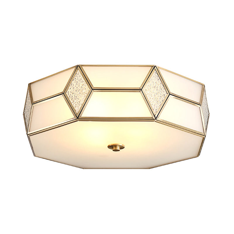 13"/17"/21" Wide Geometrical Flush Mount Traditional White Glass 2/3 Bulbs Ceiling Mount Chandelier