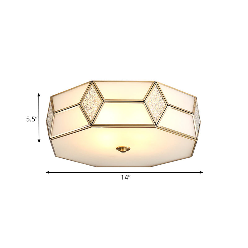 13 "/17" /21 " Wide Geometrical Flush Mount Traditional White Glass 2/3 Lampadine Monte Chandelier