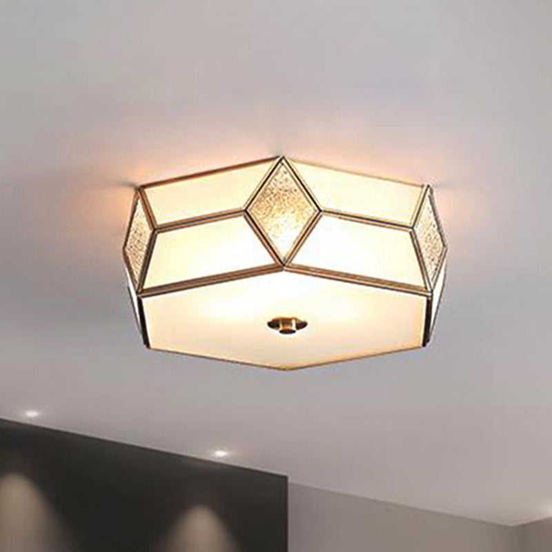 13 "/17" /21 " Wide Geometrical Flush Mount Traditional White Glass 2/3 Lampadine Monte Chandelier