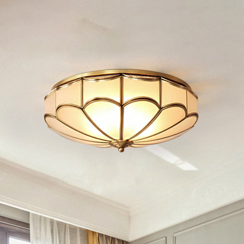 Dome Flush Mount Traditional Opal Glass 14"/18" Wide 3/4 Bulbs Brass Ceiling Mount Chandelier