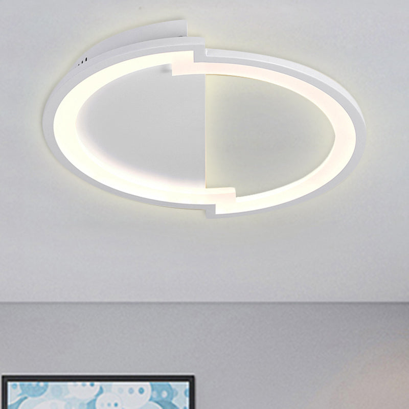 Round Acrylic Flush Light Fixture Simple 16"/19.5"/23.5" Wide LED White/Black/White and Black Ceiling Flushmount in Warm/White Light