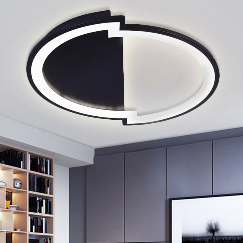 Round Acrylic Flush Light Fixture Simple 16"/19.5"/23.5" Wide LED White/Black/White and Black Ceiling Flushmount in Warm/White Light