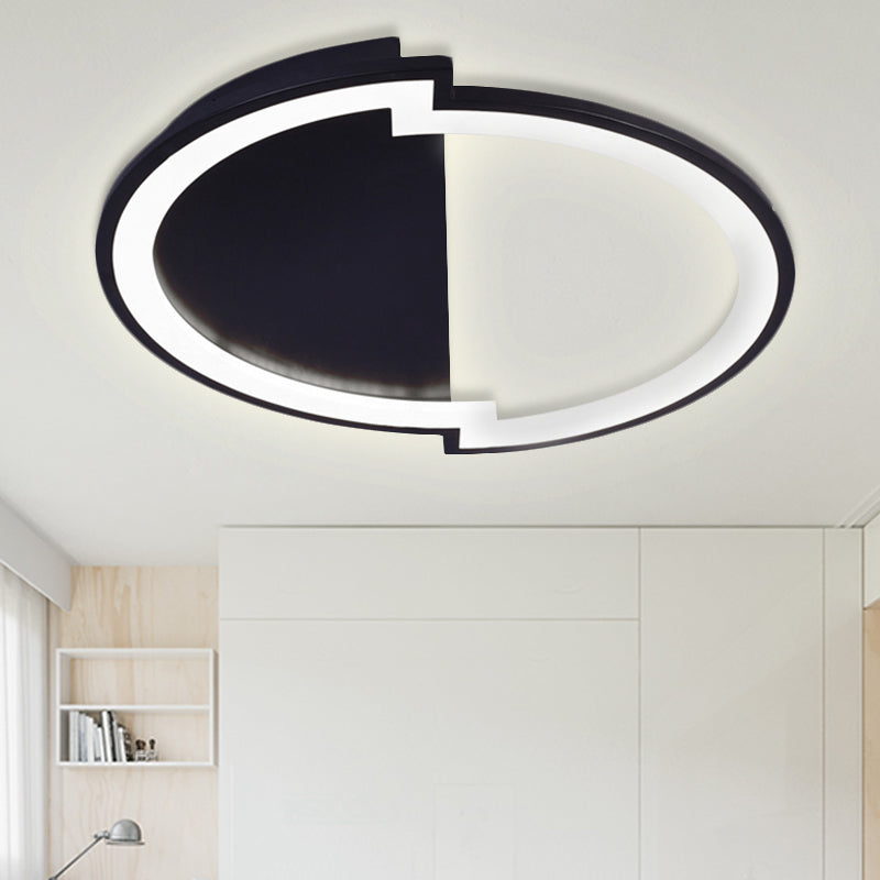 Round Acrylic Flush Light Fixture Simple 16"/19.5"/23.5" Wide LED White/Black/White and Black Ceiling Flushmount in Warm/White Light