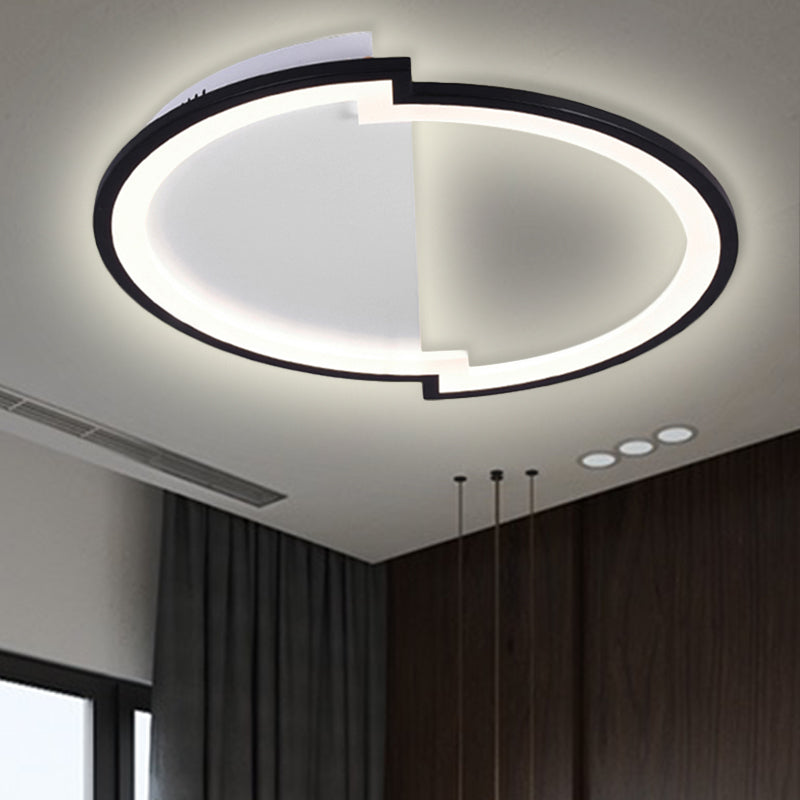 Round Acrylic Flush Light Fixture Simple 16"/19.5"/23.5" Wide LED White/Black/White and Black Ceiling Flushmount in Warm/White Light