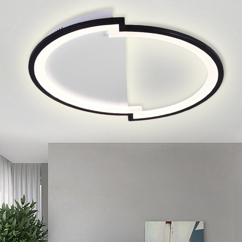 Round Acrylic Flush Light Fixture Simple 16"/19.5"/23.5" Wide LED White/Black/White and Black Ceiling Flushmount in Warm/White Light