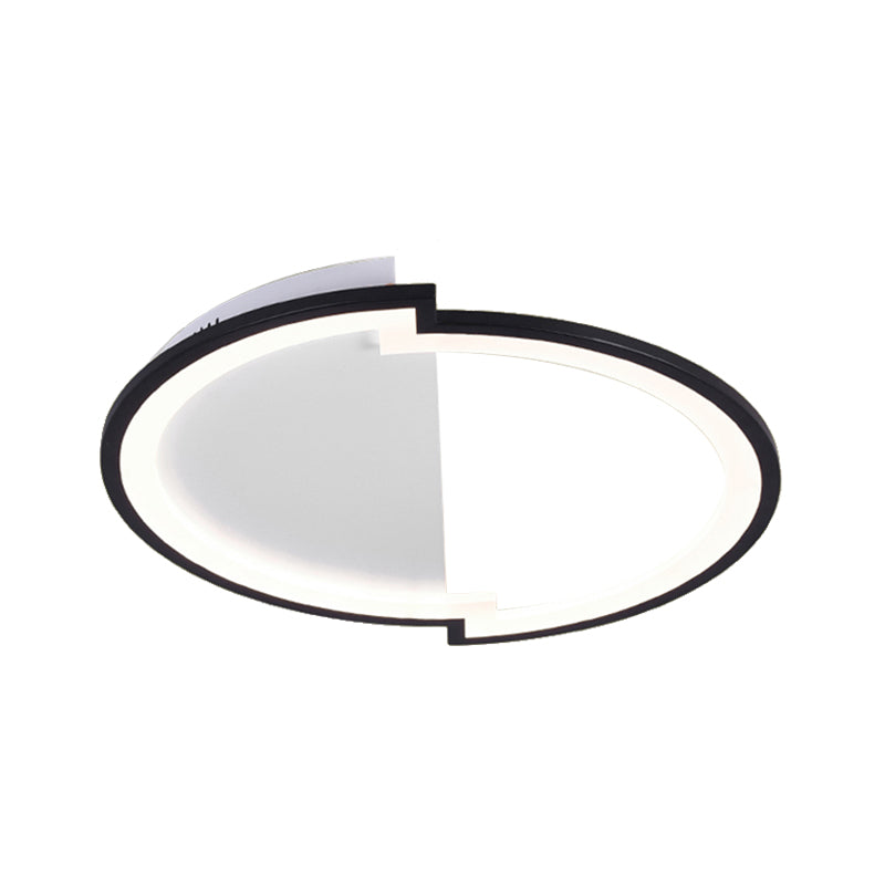 Round Acrylic Flush Light Fixture Simple 16"/19.5"/23.5" Wide LED White/Black/White and Black Ceiling Flushmount in Warm/White Light