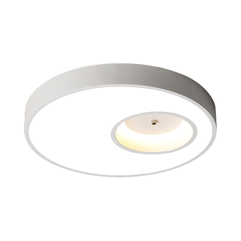 Lampada da soffitto a soffitto con paralume rotondo nero/bianco Lampada da soffitto a LED per camera da letto con illuminazione contemporanea in acrilico caldo/bianco, larghezza 18"/23,5"