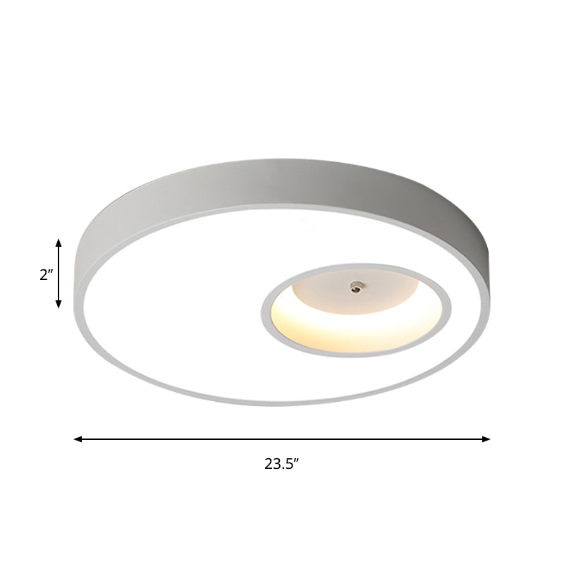 Black/White Round Shade Ceiling Flush Light Contemporary Acrylic Warm/White Lighting LED Bedroom Ceiling Light, 18"/23.5" Wide