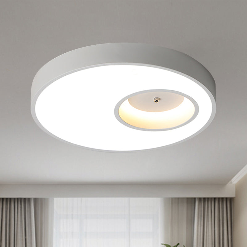 Lampada da soffitto a soffitto con paralume rotondo nero/bianco Lampada da soffitto a LED per camera da letto con illuminazione contemporanea in acrilico caldo/bianco, larghezza 18"/23,5"