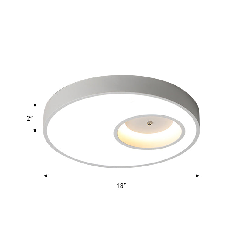 Lampada da soffitto a soffitto con paralume rotondo nero/bianco Lampada da soffitto a LED per camera da letto con illuminazione contemporanea in acrilico caldo/bianco, larghezza 18"/23,5"