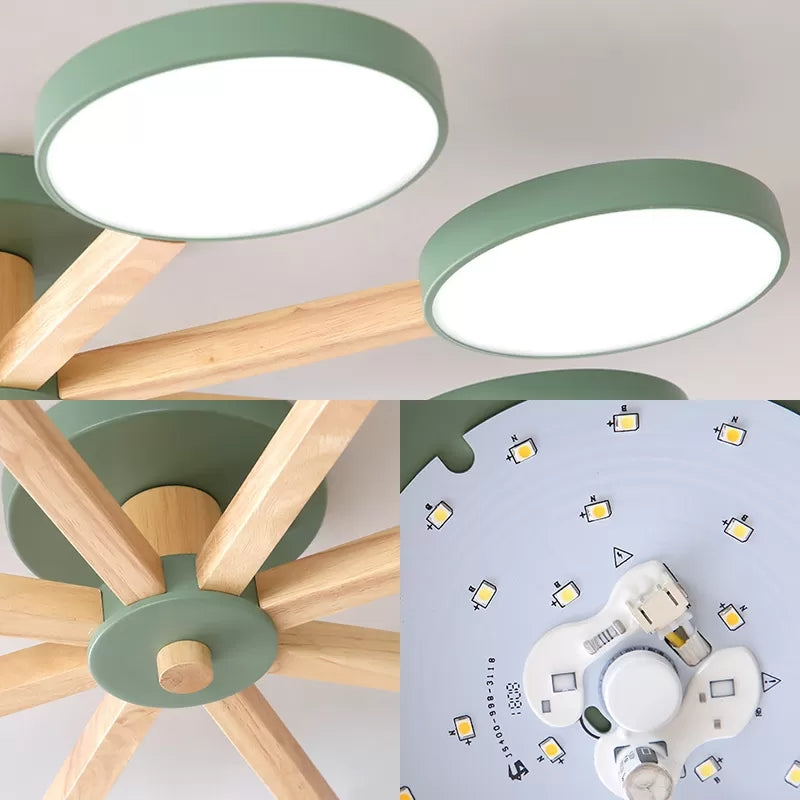 Undertint Snowflake Semi Ceiling Mount Light 8 Lights Modern Macaron Flush Light for Living Room