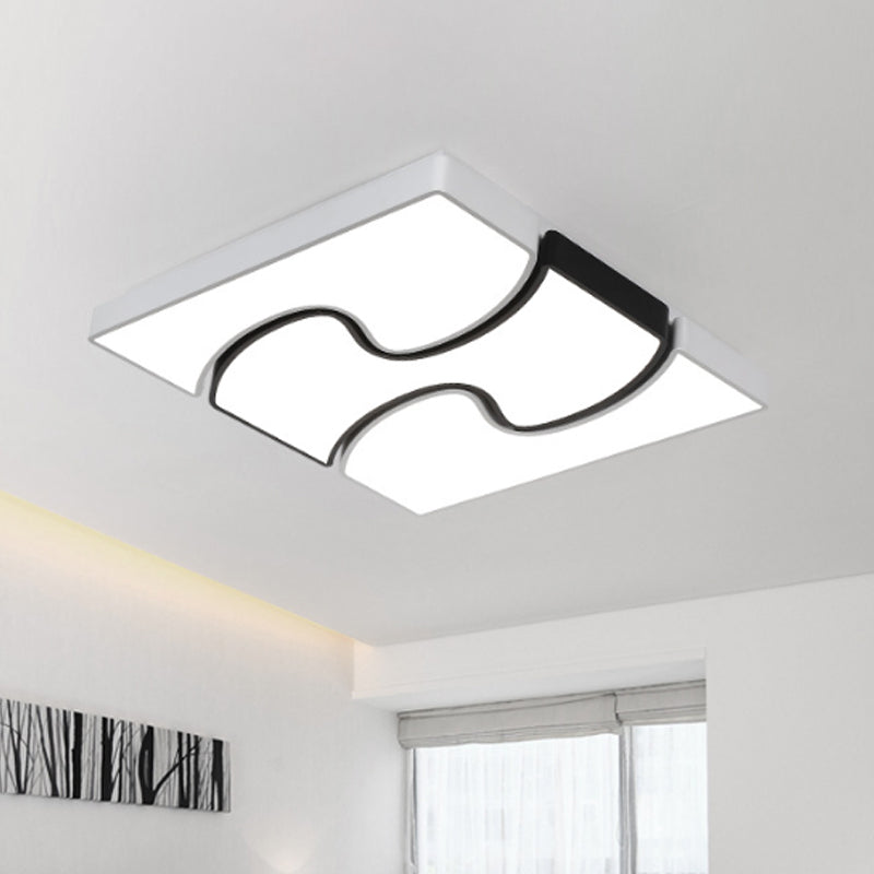 White Quadrato Flush Montaggio Fixture Modernst Style LED Bianco Flush Montaggio Illuminazione per Living Room, 16,5 "/27" Larghezza