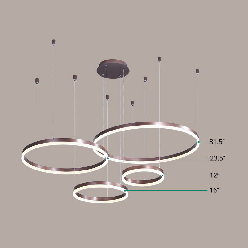 Lustre en forme multi-anneaux moderne de style moderne de style acrylique suspendu luminaire pour le salon