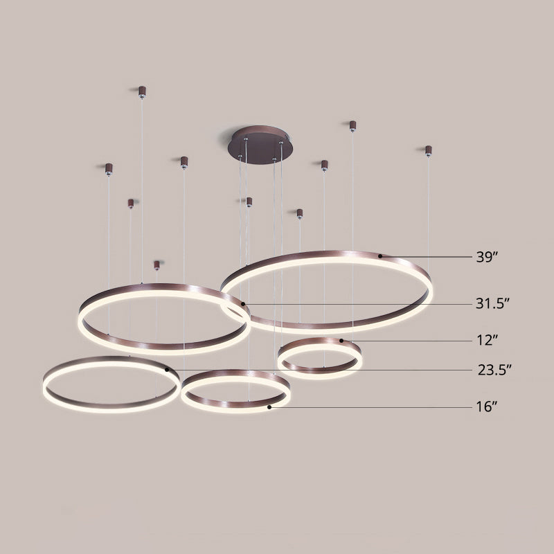 Lustre en forme multi-anneaux moderne de style moderne de style acrylique suspendu luminaire pour le salon