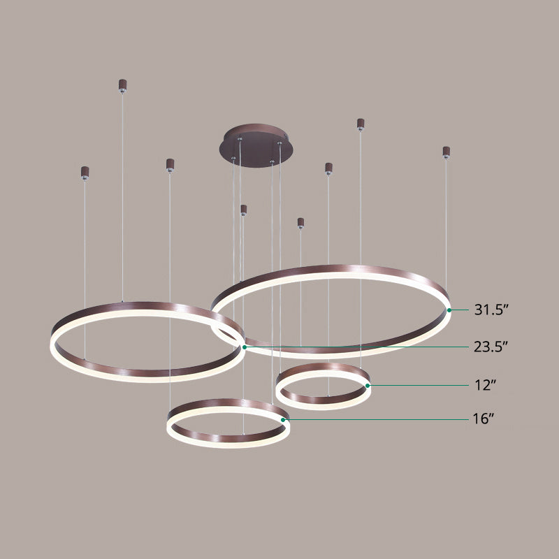 Lustre en forme multi-anneaux moderne de style moderne de style acrylique suspendu luminaire pour le salon