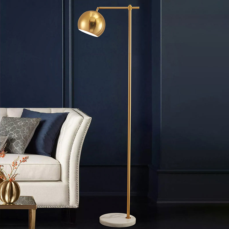 Dome Metal Standing Floor Light Minimalist 1-Bulb Gold Floor Lamp with Adjustable Joint