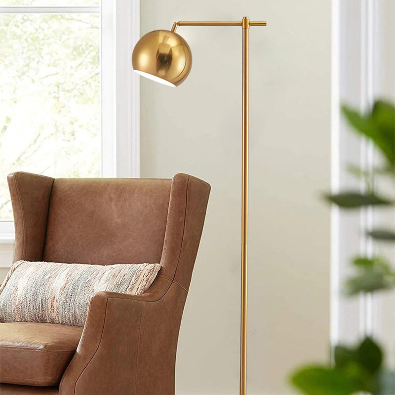 Koepel metaal Staande vloerlicht Minimalistische 1-bulb Gouden vloerlamp met verstelbare gewricht