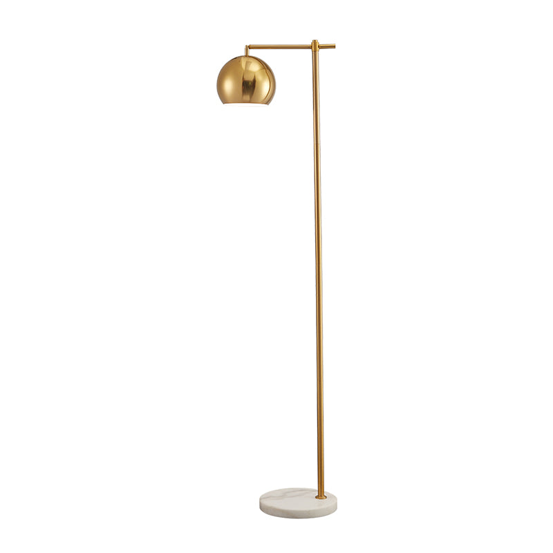 Dome Metal Standing Floor Light Minimalist 1-Bulb Gold Floor Lamp with Adjustable Joint