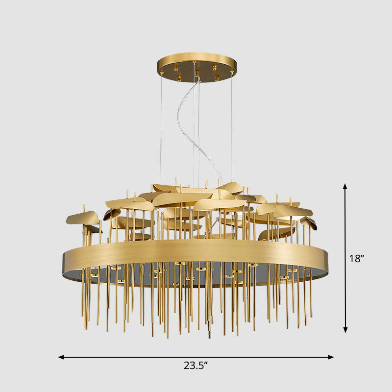 Gold Leaf Shaped Suspension Lighting Post-Modern Stainless Steel Chandelier for Dining Room