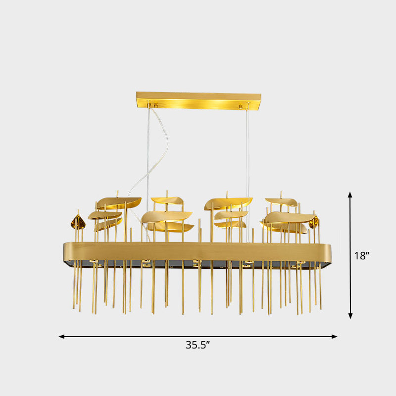 Gold Leaf Shaped Suspension Lighting Post-Modern Stainless Steel Chandelier for Dining Room