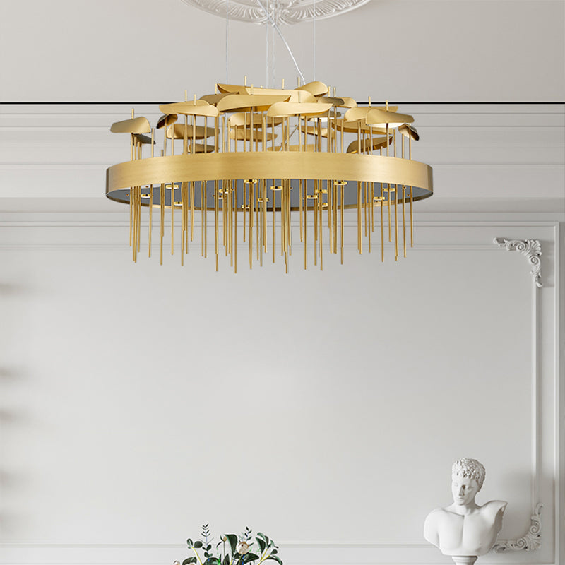 Gold Leaf Shaped Suspension Lighting Post-Modern Stainless Steel Chandelier for Dining Room