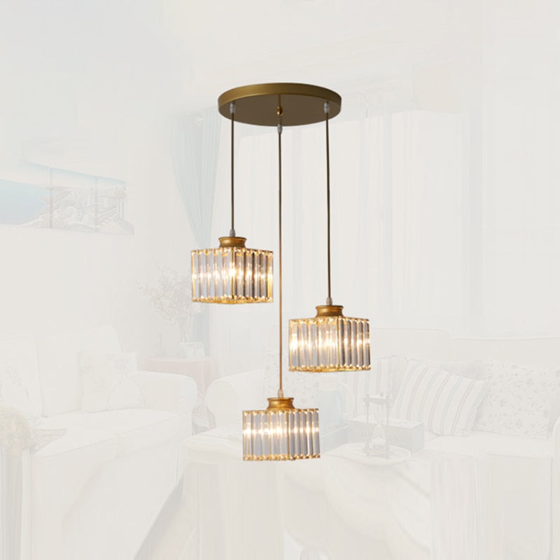 Vierkante eetkamer multi plafondlamp Minimalistisch kristal 3 koppen hangluchting