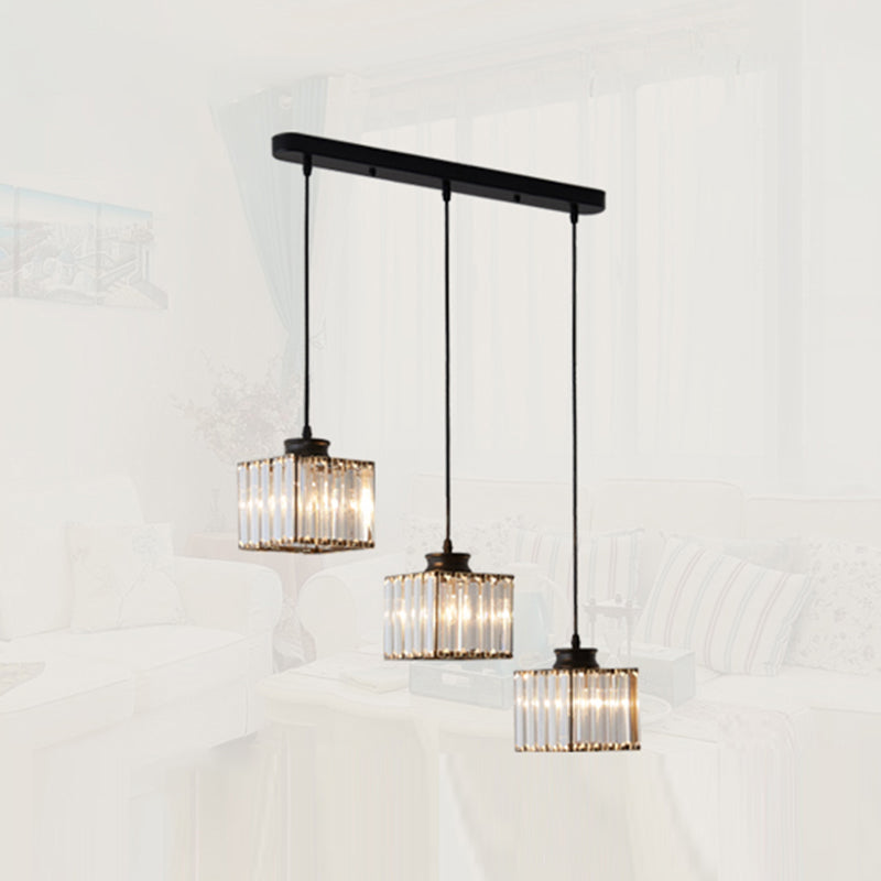 Vierkante eetkamer multi plafondlamp Minimalistisch kristal 3 koppen hangluchting