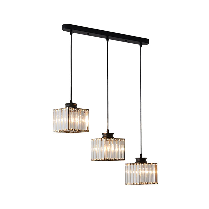 Vierkante eetkamer multi plafondlamp Minimalistisch kristal 3 koppen hangluchting