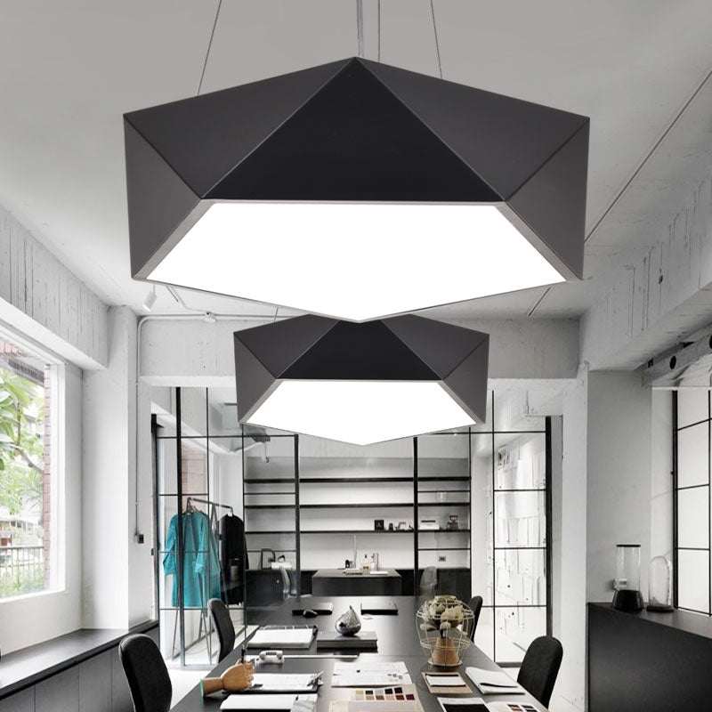 Black Pentagon LED Hanging Light Fixture Modern Metal Ceiling Chandelier for Office