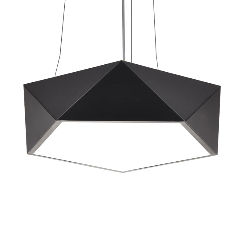 Black Pentagon LED Hanging Light Fixture Modern Metal Ceiling Chandelier for Office