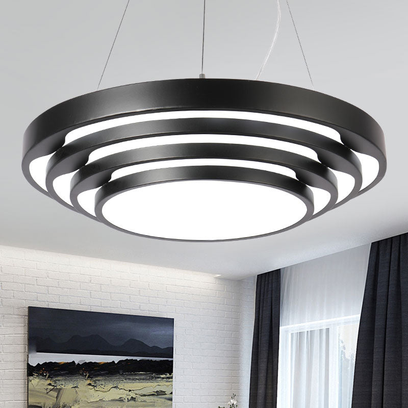 Modern LED Hanging Light Layered Round Chandelier Light with Acrylic Shade for Office