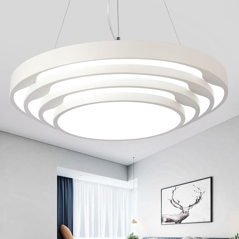 Modern LED Hanging Light Layered Round Chandelier Light with Acrylic Shade for Office