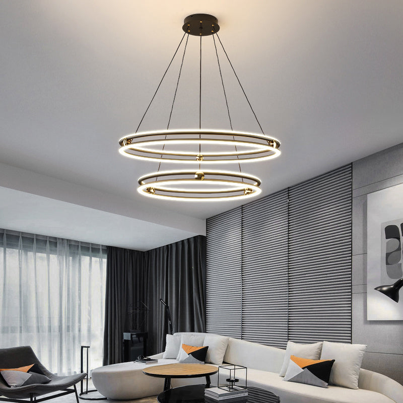 Lustre en cercle noir et blanc