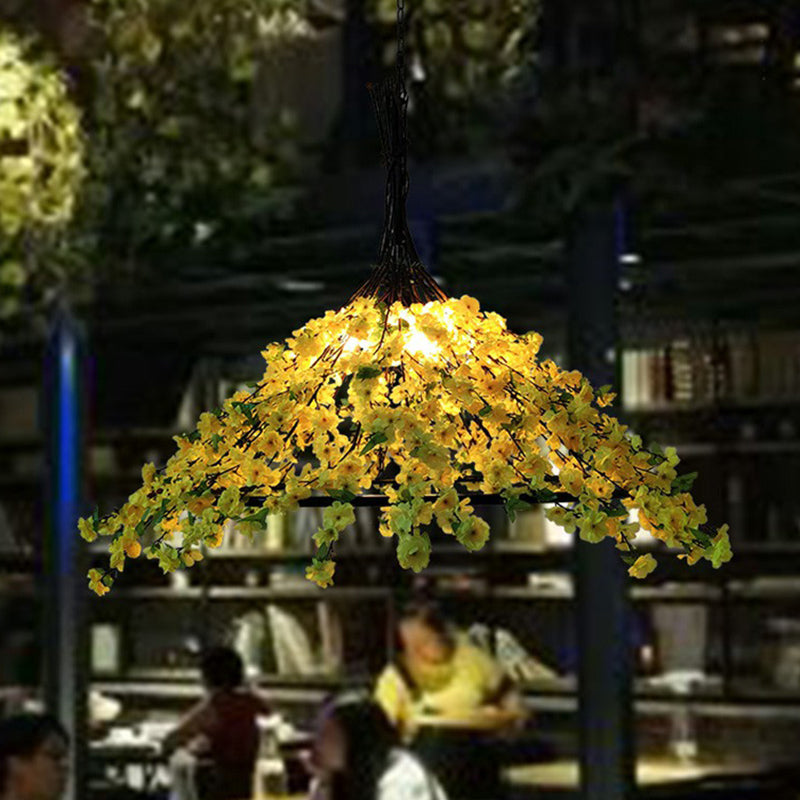 Restaurant botanique artificiel accroché léger loft style métal de plafond vert