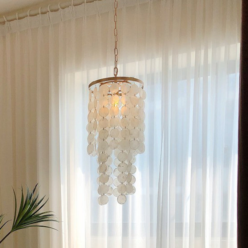 Oro 1 lampadina Light Light Boho Chic Shell Dispension Light per sala da pranzo