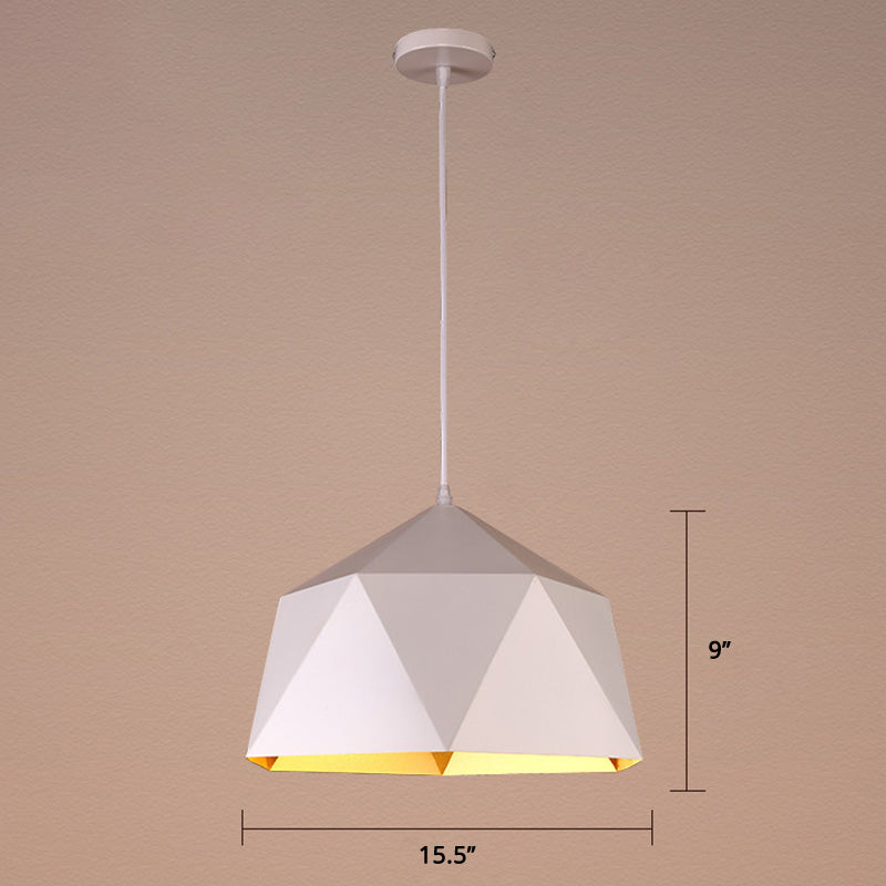 Rhombus Cut Metal Suspension Lamp Loft Style 1-Light Living Room Pendant Light Fixture