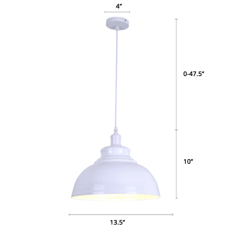 Bowl Shade Restaurant Hanging Lamp Factory Style Metal 1 Head Pendant Ceiling Light