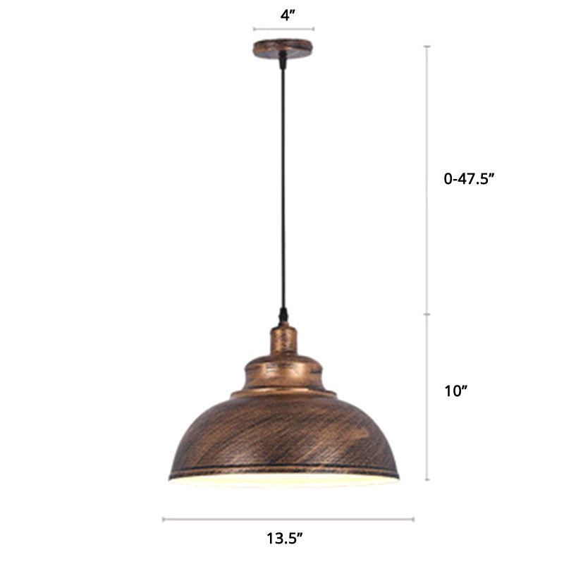 Bowl Shade Restaurant Hanging Lamp Factory Style Metal 1 Head Pendant Ceiling Light