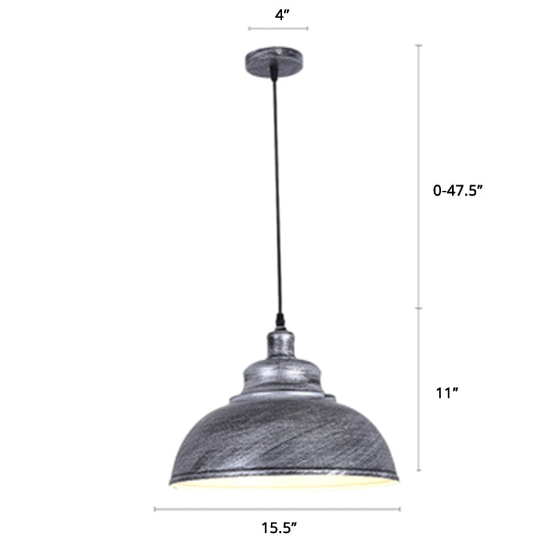 Bowl Shade Restaurant Hanging Lamp Factory Style Metal 1 Head Pendant Ceiling Light