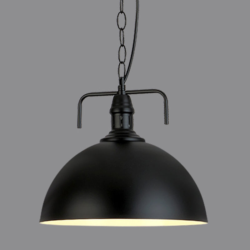 Dome Dining Room Hanging Light Industrial Iron Single Black Finish Drop Pendant with Vent