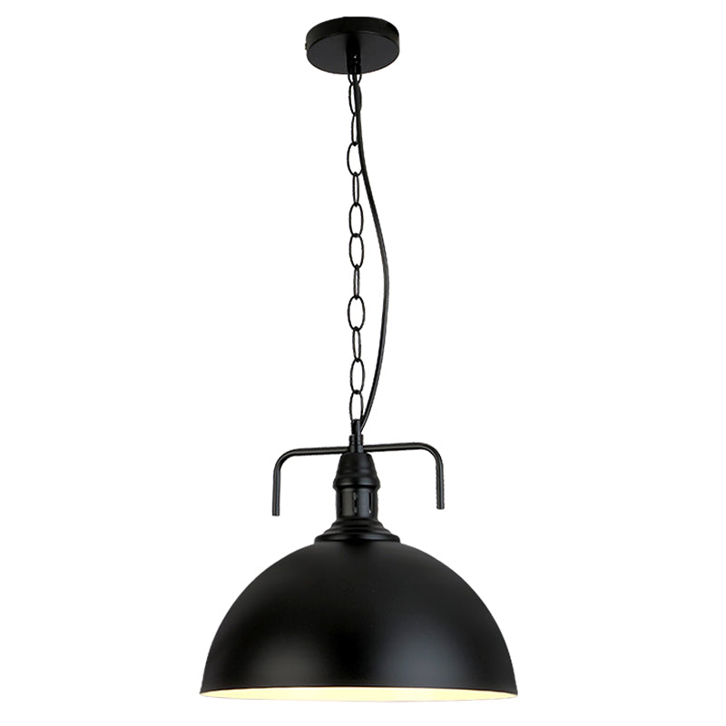 Dome Dining Room Hanging Light Industrial Iron Single Black Finish Drop Pendant with Vent