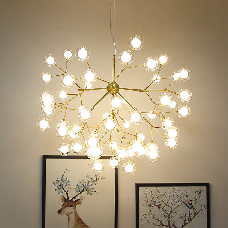 Double Glass Bubbles Chandelier Postmodern Style Firefly Pendant Lamp for Restaurant