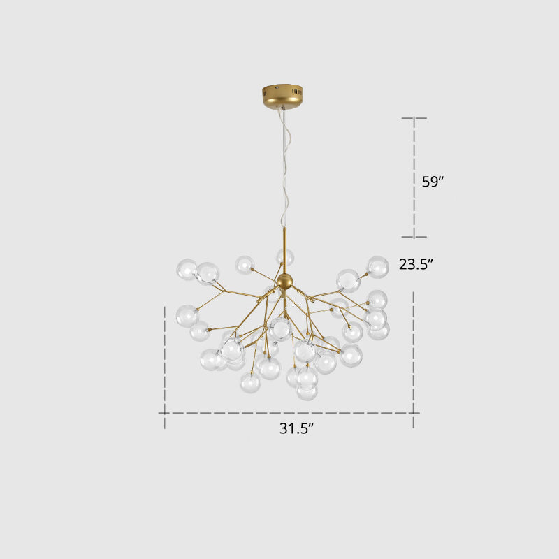 Double Glass Bubbles Chandelier Postmodern Style Firefly Pendant Lamp for Restaurant