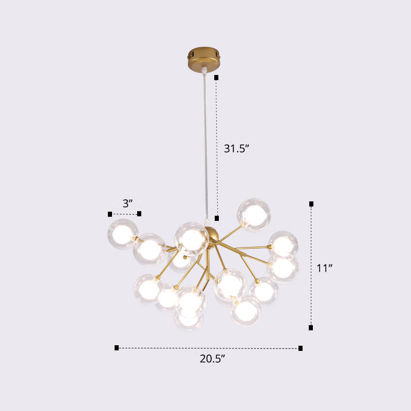 Double Glass Bubbles Chandelier Postmodern Style Firefly Pendant Lamp for Restaurant