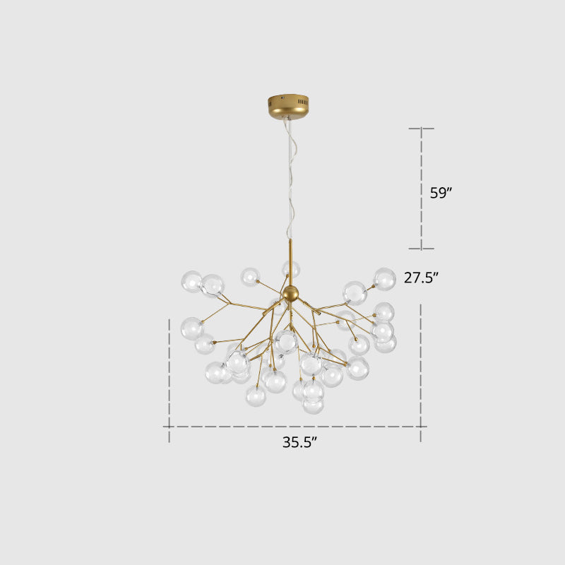 Double Glass Bubbles Chandelier Postmodern Style Firefly Pendant Lamp for Restaurant