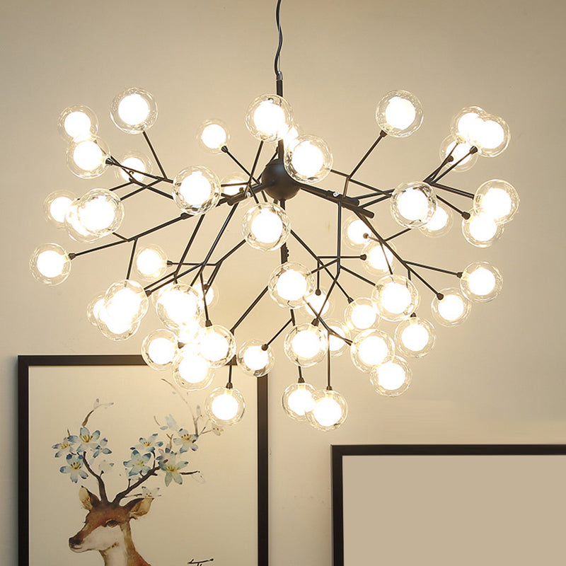 Double Glass Bubbles Chandelier Postmodern Style Firefly Pendant Lamp for Restaurant